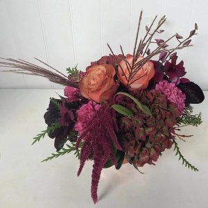 Thanksgiving flower arrangement by Posy Floral Design - Sparkling Pumpkin Thanksgiving Arrangement