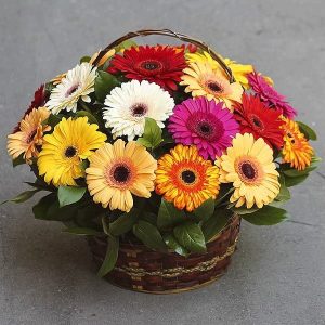 FB009 Gerberas Flower Basket