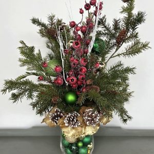 Gold Fairy Tale Christmas Arrangement - A vibrant Christmas floral arrangement