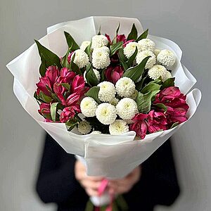 BQ113 Hot Pink and White Bouquet-Dance Show Flowers